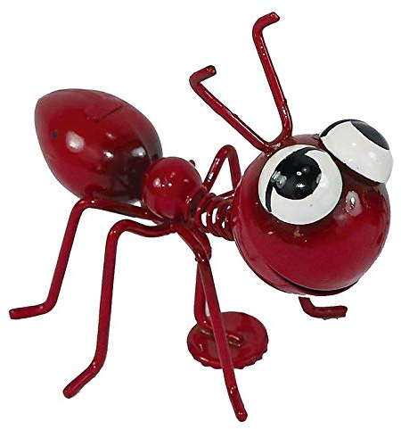 Dekofigur Metall Ameise mit Magnetfuß , Gartenfigur , Metallfigur , Blechfigur , 7cm x 7.5cm x 8.5cm (Rot)