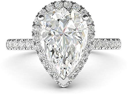 LANDA JEWEL Damen Unisex Kinder - 0,925 Sterling-Silber 925 Birnenform Runder Brilliantschliff Hochfeines Weiß +/River (D) Diamant de synthèse