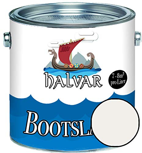 Halvar 2-K SEIDENMATT Yachtlack Weiß/Grau/Schwarz RAL 9001-9018 Bootslack für GFK/Polyester/Kunststoff 2-Komponenten Lack inkl. Härter (1 L, RAL 9016 Verkehrsweiß)