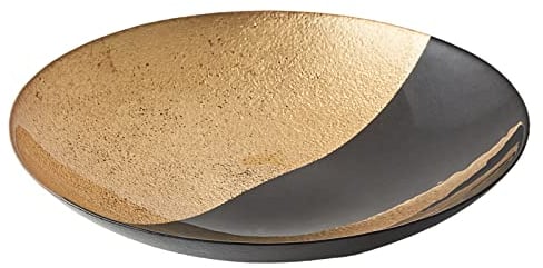 Anton Studio Designs - Black and Gold Fusion Bowl - Diameter 32 cm - Multi Coloured Decorative Glass Bowl for Home and Holiday Decoration