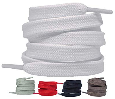 LaceHype 2 Paar Premium Schnürsenkel flach [10 mm breit ] LC1 reißfest Schuhbänder Ersatz Shoelaces aus Polyester für Sneaker, Sportschuhe, Laufschuhe, Turnschuhe (Weiß, 180)