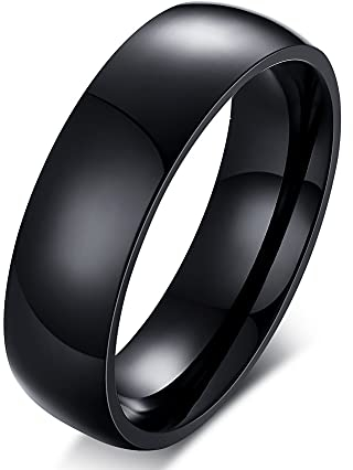 VNOX Personalisierte Individualisieren 6mm Schwarz SchwarzBreite Edelstahl Einfacher Bandring Ehering Ring für Frauen Männer,Kostenlose Gravur,Größe 69(22.0)
