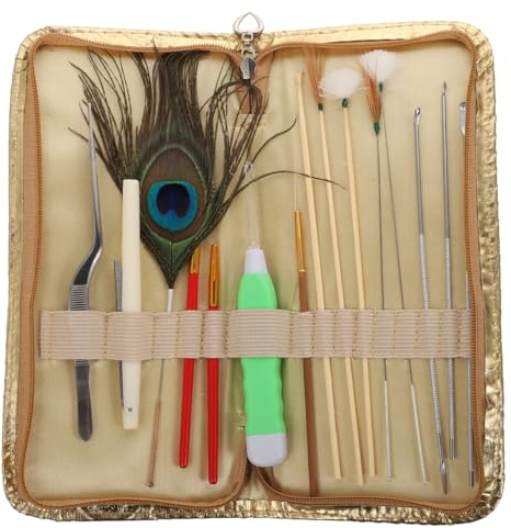 Digging Spoon Pick Feather Stick Set Earwax Cleaning Brush Earwax Remover Kit Earwax Removal Products 15pcs/ Set