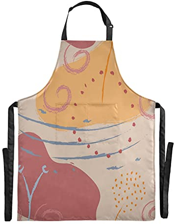 Vnurnrn Aquarell Abstrakte Kunst Nackt Rosa Wasserdicht Schürze Küchenschürze Kochschürze mit 2 Tasche Schürzen Latzschürze für Frauen Männer Chef Kellnerin