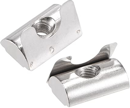 sourcing map M5 Rolle in Feder T-Mutter mit Federblech aus Karbonstahl für 3030/4040 Serie Aluminium-Extrusionsprofilschiene mit 8 mm Schlitz, 12 Stück