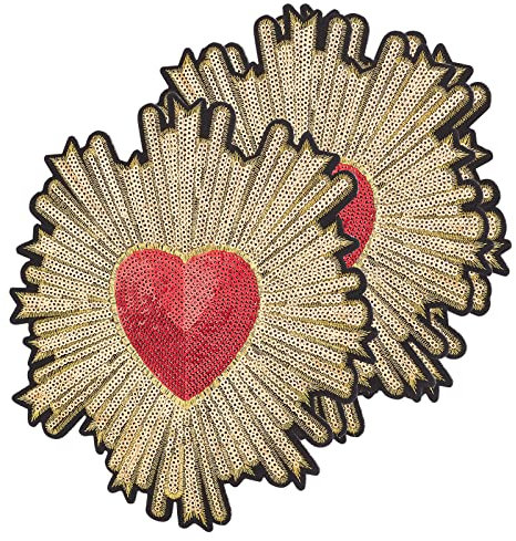 INFUNLY 3pcs Sequins Heart Patches Large Heart Iron On Patches Heart Applique Patches for Clothes for Clothes Jacket Bag Caps Arts Craft