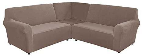MINGPINHUIUS Sofabezug L Form Stretch Sofabezug aus Samt für 5 Sitzer Ecksofa, Anti Rutsch Sofa Überzug L Form Dicker weicher waschbarer Möbelschutz