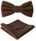 HOULIFE Fliege Herren Set - Verstellbare Fliege aus Samt Vorgebunden Fliege, einfarbige Einstecktuch, Manschettenknöpfe Set für Bräutigam Hochzeit formal mit Geschenkbox - Braun