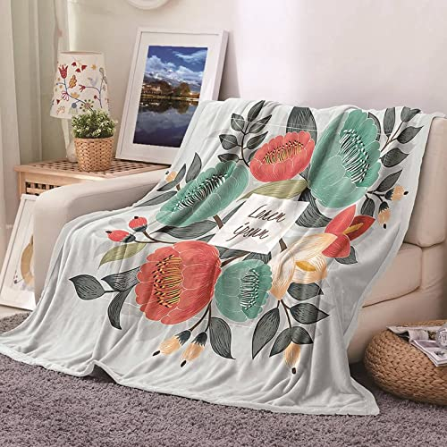 Kuscheldecke 180x220 Blau, Fleecedecke Groß Flanell Grün Blumenmuster Flanelldecke Blanket Weich Warm Wohndecke Sofa Bett Geschenk