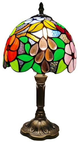 FUMAT Lampe Tiffany, Vintage Vitrail Lampe Décorative, Lampe de Bureau, Lampe de Chevet, Lampe de Lecture, Lampe de Table, Pour Chambre Salon Bureau, avec une Ampoule E27