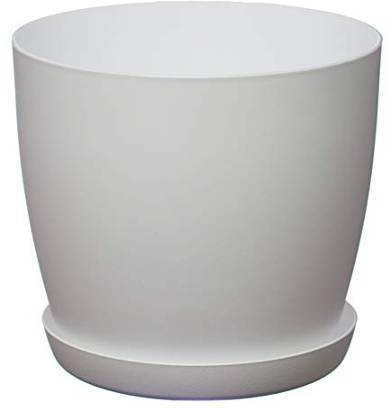 Home Garden Ornaments Plant Pots Indoor, Indoor Plant Pot - Decorative Flower Pots with Mat Surface and Plant Pot Saucer (Diameter: 25cm, Colour: White)