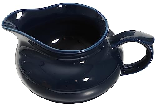 Warmhm Sauciere Aus Porzellan Servierkrug Saucenbecher Aus Keramik Soßenausgießer Milchkännchen Dipschüsseln Mit Ausgießer Und Griff Für Salatdressings Brühe Schwarzer Pfeffer Blau
