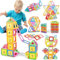 GLADTOP Magnetische Bausteine, 52 Teile Magnetbausteine, 3D-Magnetbaustein-Set, Kreatives Pädagogisches Bauspielzeug-Set, für Kinder ab 3 4 5 6 7 Mädchen Jungen Pädagogisches Geschenk
