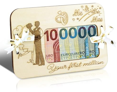TAKULA Cadeau de Mariage en Bois Decoration Mariage Cadeau Mariage Invité,Eure Erste Million de Cadeau Couple,Cadeaux Mariage Pour Hommes et Femmes