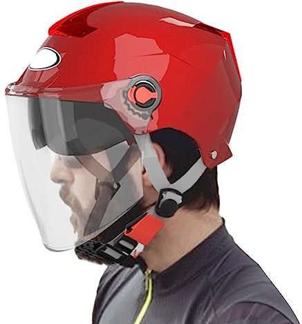 Aznever Caschi Moto Vintage, Visiera fumé, caschi Dirt Bike 3/4 metà, Caschi per Bici da Cross per Adulti con Visiera Parasole a sgancio rapido per Equitazione, Ciclismo all'aperto