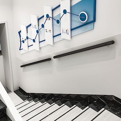 Drsyffsup Handlauf für Treppen 60 cm 80 cm 1 m 1,5 m 2 m 3 m 4 m 5 m 6 m, Heimdekoration, schwarzes Wandgeländer aus Edelstahl für drinnen und draußen | Außentreppe, Treppengeländer (Size : 600cm)