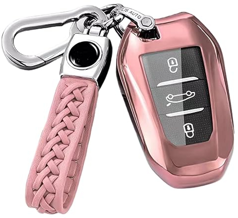 Z.MYUKI 【5 Farben】 Corsa F Schlüsselhülle mit Schlüsselanhänger für Opel Corsa 2019-2023 2024 Zubehör Key Case (Rosa)