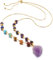 GEHECRST Rohstein Anhänger Halskette 7 Chakra Kette Wire Wrap Kristall Rohstein Anhänger mit Kette Heilung Edelstein Kettenanhänger Liebe Schmuck Herzförmige Amulett (Amethyst)