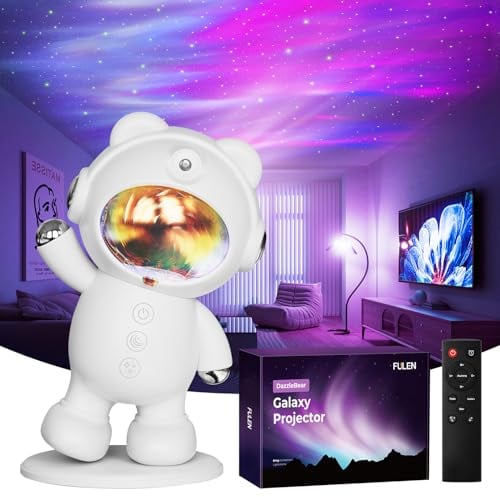 FULEN Sternenhimmel Projektor, LED Nachtlicht Kinder Galaxie Projektor, Aurora Polarlicht Projektor Mit Timer & Fernbedienung, Schlafzimmer Deko, Geschenke für Kinder, Weiß