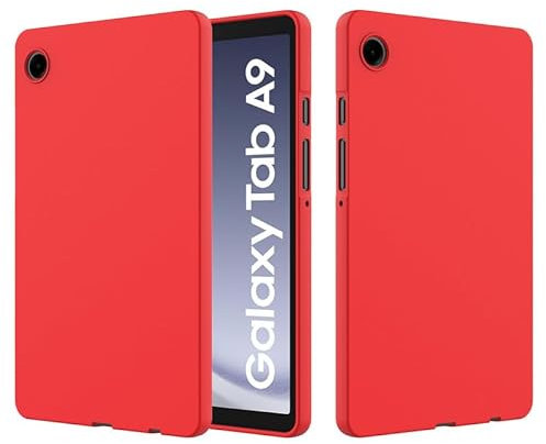 Funda para tablet Samsung Galaxy Tab A9 de 8.7 pulgadas 2023 (SM-X110/X115/X117), funda de silicona líquida, goma de gel suave flexible, ajuste delgado, funda protectora a prueba de golpes, color rojo