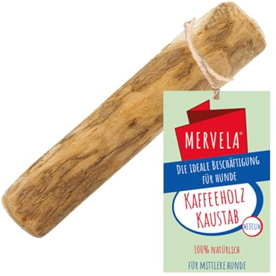MERVELA® Kaffeeholz für Hunde – Natürliches Kauspielzeug aus nachhaltigem Holz – Langlebiges Hundespielzeug für Zahnpflege und Kauspaß – Ideal für mittlere Hunde (Medium, 1 Stück)