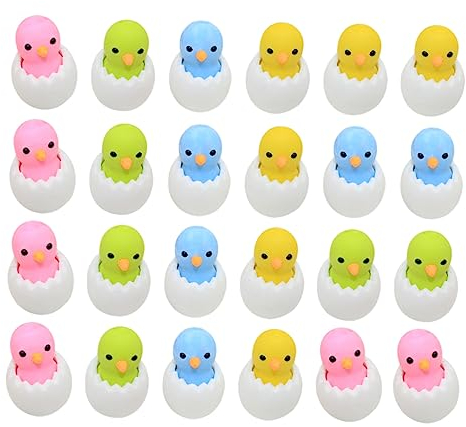 Lurrose 24stücke Niedliche Küken Radiergummis Dekoration Für Kindergarten Schülerpreise Zufälligen Farben Schulmaterialien