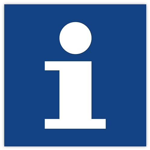 Aufkleber Hinweis „Information Auskunft Info Punkt“ Symbol Folie selbstklebend blau/weiß | 5-40cm Made in Germany, Größe: 5x5cm