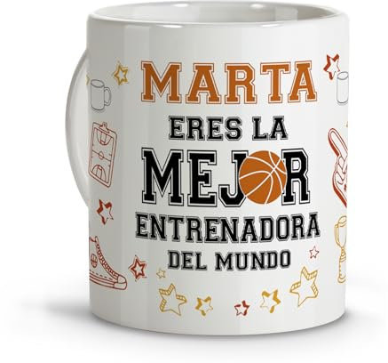Baloncesto regalos originales. Taza personalizada. Tazas originales para regalar. Regalo entrenador. Regalo entrenadora. Taza cerámica 330 ml.