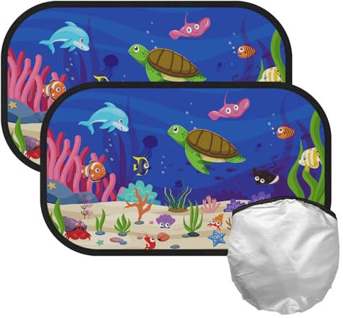 Sonnenschutz Auto Baby CNMTCCO Auto Sonnenschutz 50 * 30cm 2-Teiliges Set Mit 8 Saugnäpfen Kann Effektiv Verhindern DASS Ultraviolette Strahlen Auto Baby Und Kinder Sonnenschirm (Niedliche Muster)