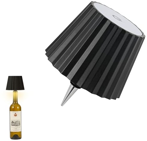 CMANLNYK 1Pcs Touch Bottle Lamp - 3 Colors LED Wine Bottle Night Light, Portable Wireless, USB Rechargeable, Dimmable for Home, Party, Bar, Restaurant, Black