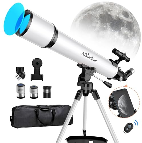 Télescope Astronomique,80mm Ouverture 800mm - Grossissement 24-240X, Télescope Réfracteur Haute Puissance à Revêtement Multiple avec Trépied et Sac de Transpor