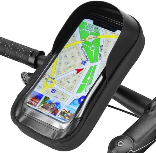 BOHHO Handyhalterung Fahrrad Lenkertasche Telefonhalter Wasserdicht 360 ° Drehbar Fahrrad-Frontrahmen Telefontasche Einfache Navigation Universelles Smartphone Handyhalter Motorrad(Schwarz)