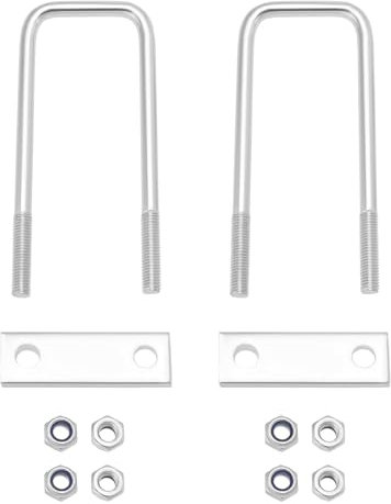 Create idea 2 Sets U Bolt Kits Galvanized Iron Square U Bolts with M10 Nuts Frame Plate for Cars Trailers Pipe Plumbing Industrial Applications