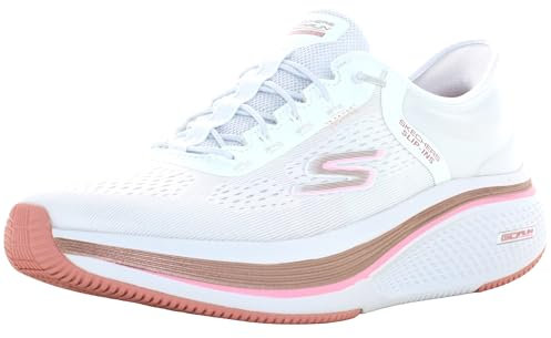 Skechers Chaussures à Enfiler GO Run Elevate 2.0 Banyan pour Femme, Bordure Rose en Textile Blanc, 37.5 EU