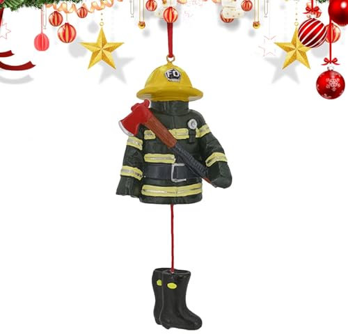 Weihnachtsbaumschmuck, dekorativer Weihnachtsbaum, Feuerwehr-Weihnachtsbaum, mehrfarbige Harzdekoration 13,9 x 9 x 4 cm/5,47 x 3,54 x 1,57 Zoll Für Weihnachtsdekorationen