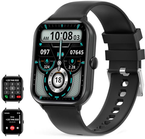 Smartwatch Uomo Donna con Effettua/Risposta Chiamate, 1.95''HD Smart Watch Contapassi Cardiofrequenzimetro SpO2 Sonno, Fitness Tracker con 100+ Modalità Sport, Impermeabile IP67 per Android/iOS (Nero)