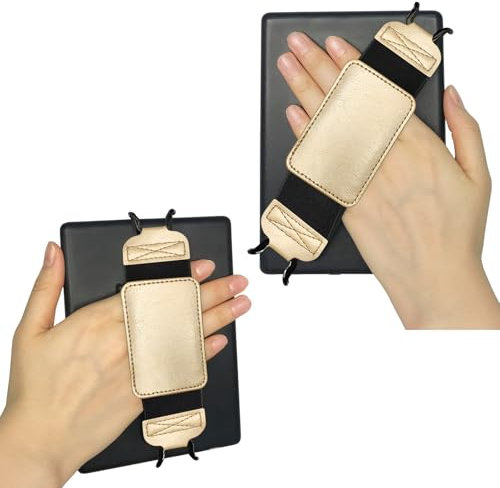 Gowjaw Secure Hand Strap for 6-7 Kindle and Tablets, Handle Grip for Tablet eReaders Fire - Kobo/Voyaga/Lenovo/Sony Kindle E-Book Tablet(Gold)