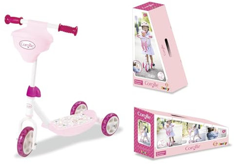 Smoby - Corolle Kinderroller - 3 Räder - Höhenverstellbarer Lenker - Puppensitz - rutschfeste Trittfläche - Stabile Konstruktion - Ab 3 Jahren