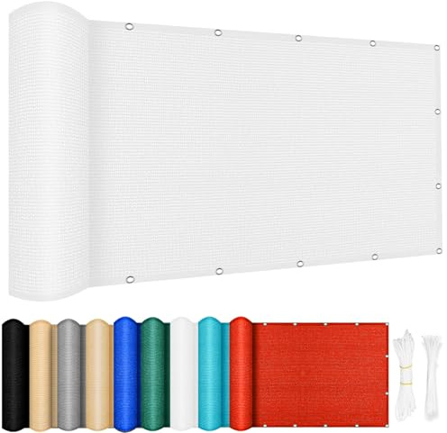 Sonnensegel HDPE Rechteckig 100 x 120 cm, Sonnenschutz Reißfest 98% UV Schutz Atmungsaktiv Windschutznetz inkl Befestigungsseile, für Terrasse, Garten, Balkon, Weiß