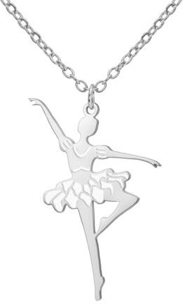 Amaxer Collana smaltata a forma di ballerina, da donna, in acciaio inox, con ciondolo per gli amanti della danza, L50, Acciaio inossidabile, Nessuna pietra preziosa (Stile2, Argento)
