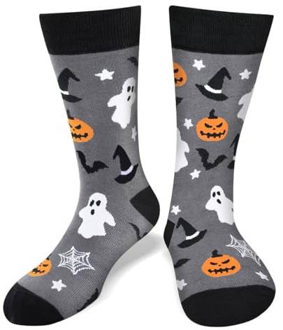 AGRIMONY Lustige Halloween Socken für Männer Frauen Teenager Jungen Neuheit Verrückt Irre Dress Crew Coole Socken Halloween-Geschenke Kostüme