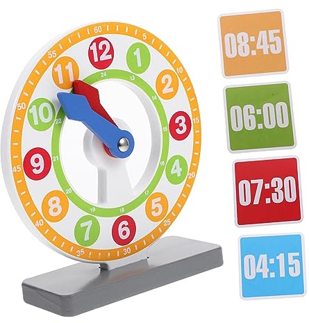 Toyvian Kinder Lernspielzeug Holz Uhr Modell Pädagogische Kleinkinderuhr Mit Zahlen Farbmarkierungen Spielerische Zeituhr Für Vorschule Und Kindergarten