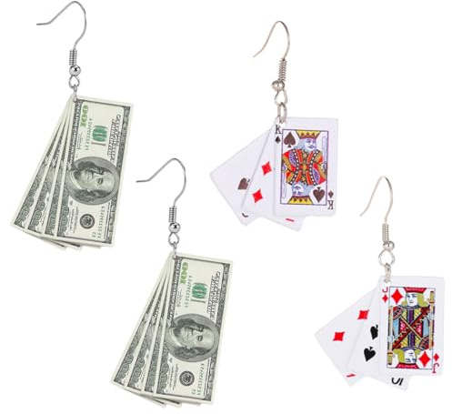 DOKRIN Ohrringe für Damen,2 Paar Spielkarten-Ohrhänger, perfekt für den Alltag und als Partygeschenk