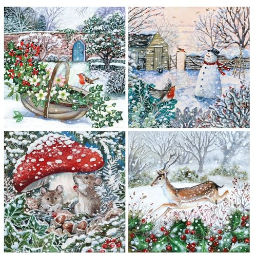 Museums & Galleries Weihnachtskarten für Wohltätigkeitsorganisationen, verschiedene Designs, Lucy Grossmith Designs, 10,2 x 12,7 cm, Schneegarten, Winterszenen – festliche Weihnachtskarten, Multipack