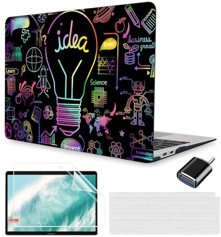 MUSHUI 4 in 1 Hülle für MacBook Air 13 Zoll 2020 2019 2018 Freisetzung A2337 M1 A2179 A1932 Touch ID, Flexibel Plastik Hartschale Snap Case & Tastaturschutz & Displayschutz & USB C Adapter, New17