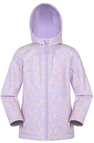 Mountain Warehouse Exodus Kids Softshell Jacket - Breathable, Water Resistant, Fleece Lined, Wind Resistant Coat, Boys & Girls - For Spring Summer & Outdoors Light Purple (05) Kids Size 7-8 Years