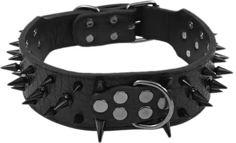 Spiked Dog Collar Adjustable Wide & Large Rivet PU Leather Dog Collar Cool for Medium Large BreedSpike for Dogs