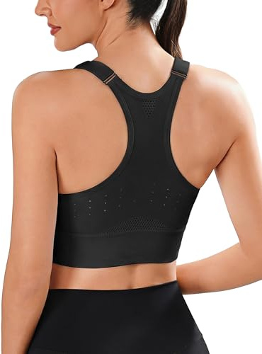 Litherday Women's Sports Bra High Impact Racer Back Support Bra S-XXL | Wireless Adjustable Padded Bras Breathable Mesh Removable Padding Running Gym Yoga Crop Tops