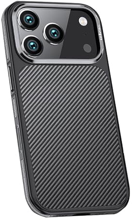 TYLYJSU Genuine Aramid Fiber Case for Iphone 17 Pro Max/Air/17 Pro/17, Metal Lens Frame Skin Friendly And Lightthin Magnetic Cover Anti-Slip Grip,Black,17 Pro