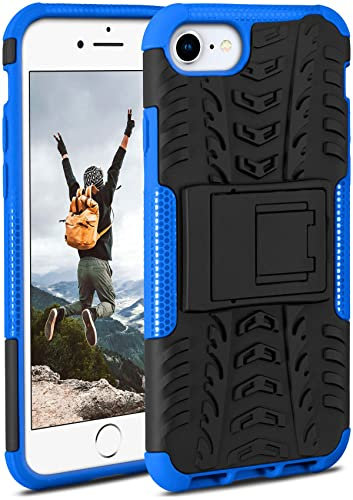 ONEFLOW Tank Case für iPhone 7 / iPhone 8 Hülle Outdoor, stabile Panzerhülle mit Kamera und Display Schutz, sichere Handyhülle, TPU Handy Schutzhülle mit Ständer, Blau Schwarz